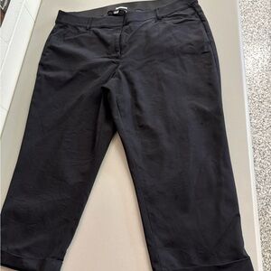 Woman’s plus size Stylish black cropped pants with rolled cuff casual dress pant
